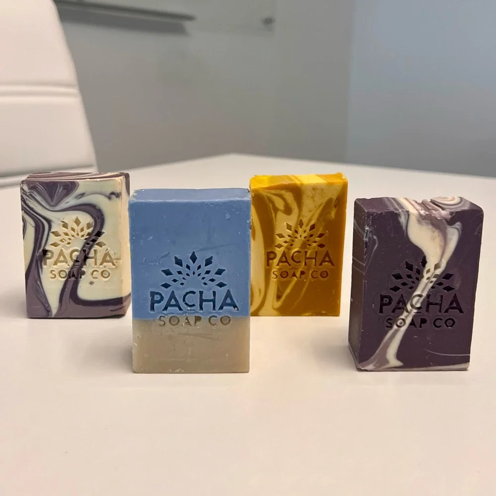 NEW 4 SOAPS FROM PACHA SOAP CO 100% NATURAL ARTISAN EXFOLIATING BARS 4OZ EACH - Picture 3 of 14